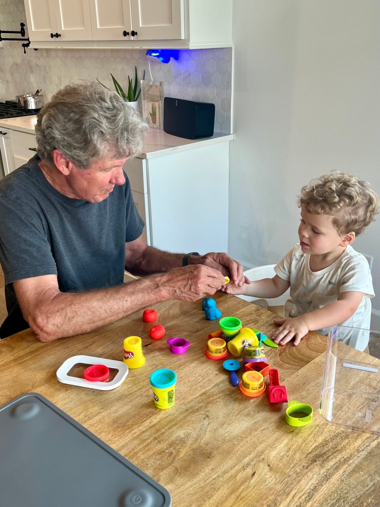 Papaw and Luke playing on a Sunday afternoon - one of the many times they came and gave us very tired parents a break. 
